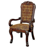 ZUN Formal Traditional Cherry Set of 2pc Arm Chairs Room Brown Damask Print Fabric Solid wood B011P143312