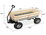 Heavy Duty Steel Wooden Side Support Cargo Wagon with 10" All-Terrain Air Tires, Up to 220lb Load 85711361