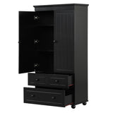 ZUN Tall Storage Cabinet with Three Drawers for Bathroom/Office, Black N725P183256B