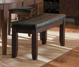 Dark Oak Finish Wooden Bench 1pc Faux Leather Upholstered Seat Simple Dining Furniture B01156368