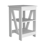 3-Tier End Table/Nightstand, Side Table for Small Space, White B097P199749