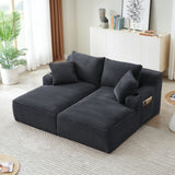 Compressible double chaise lounge with cupholders - No Assembly Required, Fluffy Modern Sleeper W2339P346393