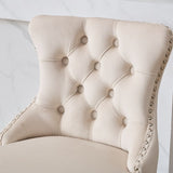 Swivel Velvet Barstools with Button Tufted Decoration and Wooden Legs, and Chrome Nailhead Trim, W1143P241329