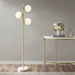 ZUN 3-Globe Light Floor Lamp with Marble Base B03599272