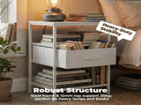 Bedside Table Charging Station Nightstand with USB/C Ports, Adjustable Drawers, 3-Tier Storage Shelf 76244794