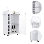 ZUN Dukat Bar Cart,Two Shelves, Six Built-in Wine Rack, Four Casters -White B20091850