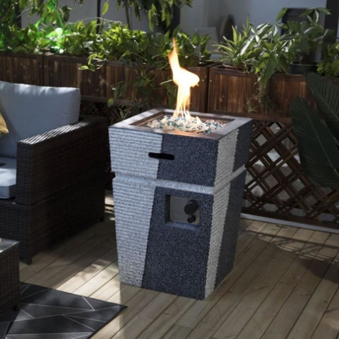 ZUN Outdoor Concrete Fire Pit Column Propane Fire Pit Patio Gas Fire Pit W85343018