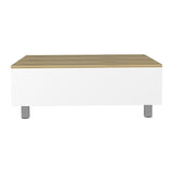 ZUN Gambia Lift Top Coffee Table, Four Legs -White / Light Oak B20091866