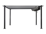 143.1" x 101.4" Retractable Canopy Metal Pergola, Heavy Duty Powder Coated Iron Frame Patio Pergola 55945350