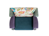 Anya Boho Chic Wingback Accent Arm Chair, Floral & Leopard, Blue-Teal & Purple Velvet B2719P238251