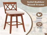 2-Pack 29" Swivel Bar Stools - Solid Rubber Wood Frame, Ergonomic Curved Backrest 59551607