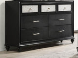 1pc Luxury Glam Seven Drawer Dresser with Two-Toned Drawer Black Finish Shimmering Accents B011P234294