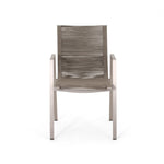 ZUN Outdoor Modern Aluminum Dining Chair with Rope Seat , Silver and Taupe 64679.00SIL