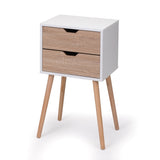 Nightstand with 2 Drawers, Tables with Solid Wood Legs and Storage, End Table, Side Table, W2181P156141
