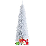7 Feet White Artificial Christmas Pencil Tree with Folding Metal Stand 87508550
