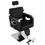 ZUN PVC Leather Cover Galvanized Square Tray with Footrest Retractable Barber Chair 300.00lbs Black 11736312