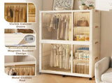 Portable Wardrobe Closet Storage Organizer for Clothes,Clothes Dresser,6 Magnetic Doors-6 Cubes & 2 W2699P327123