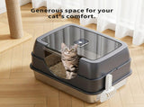 Galaxy stainless steel gray cat litter box, sturdy and durable, easy clean, odorless, non stick 61124127