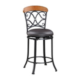 1pc Counter Height Swivel Chair Faux Leather Upholstered Black Metal Frame Dining Furniture B011P287563