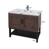 36" Bathroom Vanity White Ceramic Sink & Hot and Cold Faucet , Freestanding Bathroom Cabinet W688P224383