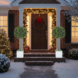 2PCS Set Artificial Tree Fake Plants Natural Boxwood Topiary Balls with 114 PE Leaves Tree Indoor 65465292