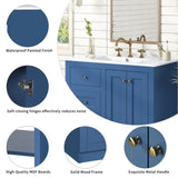 ZUN 36inch Bathroom Vanity with Ceramic Sink, Bathroom Storage Cabinet with 2 Drawers& Shelf, Solid Wood N710P197024C