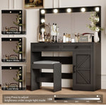 ZUN 43.4"Makeup Vanity Table, Makeup Table with Large Mirror and 11 LED Light , Brightness Adjustable, W2386P199525