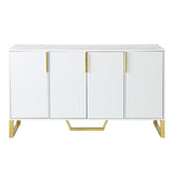 ZUN Modern sideboard with Four Doors, Metal handles & Legs and Adjustable Shelves Kitchen Cabinet 98598378