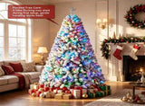 6ft Pre-Lit Flocked Christmas Tree, 300 RGB LED Lights with Smart APP & Remote, 16M Colors Music 22281427