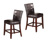 Set of 2 Counter Height Chair PU Upholstered Button-Tufted Backrest Walnut Finish Wooden B2741P333945