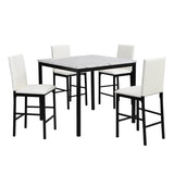 White Counter Height Chairs 4pc Set Black Metal Frame Casual Dining Room Furniture Faux Leather B011133383