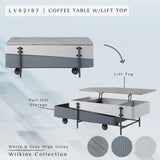Grey and White High Gloss Coffee Table with Lift Top B062P209130