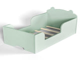 Toddler Floor Bed Frame, Cot Bed for Boys and Girls Ages 3-6, Bear Shape Toddler Bed, Green W1580P373256