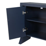 Refined Industrial 4-Door Credenza with Wooden Arc Legs & Bronze Clasps Advanced Storage Design, W1445P256460