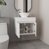 Vessel Sink Vanity Manchester, Two Drawers and Open Shelf, White B200P313681