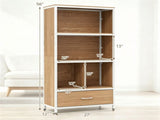 Natural Vertical Freestanding Display Shelf with 4 Open Cubbies & PullOut Drawer, HeavyDuty 71640895