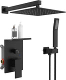 Rainfall Shower System With Storage Rack 10 inch Shower Faucet Set Brushed Nickel High Pressure 14388106