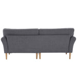 ZUN 214*83*86cm American Style With Copper Nails, Burlap, Solid Wood Legs, Indoor Double Sofa, Dark Gray 55536671