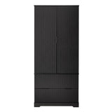 72" Modern Fluted Kitchen Pantry Cabinet with 2 Large Drawers & 8-Door Spice Rack, Freestanding W2917P294988