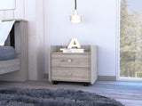Nightstand 22"H, Two Drawers, Superior Top, Metal Handle, four wheels, Light Gray B097133086