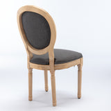 A&A Furniture,French Style Solid Wood Frame Antique Painting Linen Fabric Back Dining Chair,Set of W1143141071