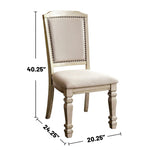 ZUN Set of 2 Padded Fabric Dining Chairs in Antique White and Ivory B016P156592