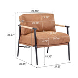 27.56" Modern Accent Chair with Plush Cushions, Minimalist Metal Frame, and Wooden Armrest Design N767P215306C
