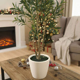 5ft Christmas Tree with White Planter Natural Fake Tree Indoor Holiday Decor Easy Care 93474804