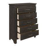 ZUN 1pc Charcoal Gray Finish 5 Drawers Chest Transitional Style Wooden Bedroom Furniture B011P220617