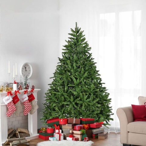 ZUN 7ft Artificial Christmas Tree, Premium Unlit Hinged Spruce Full Tree with 2231 Branch Tips, Metal W2773P197098