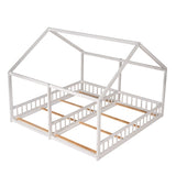 Twin Size House Platform Beds,Two Shared Beds, White WF296300AAK