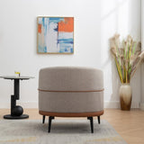Modern Two-tone Barrel Fabric Chair, Upholstered Round Armchair for Living Room Bedroom Reading 79975814