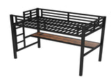Metal Twin Size Loft Bed with Power Outlet and LED Lighted, Space-Saving, Noise Reduced, Black W1580P372863