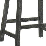 Rustic Backless Counter Stool Set of 2 25 Inch Wooden Farmhouse Barstool with Brown Leather Seat, W2537P298998